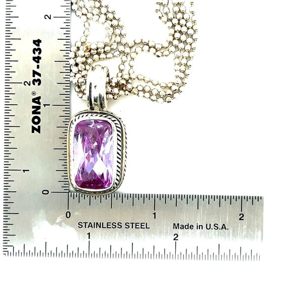 925 Silver Multi-Strand Amethyst Pendant with Gold Accent Necklace - Picture 5 of 10